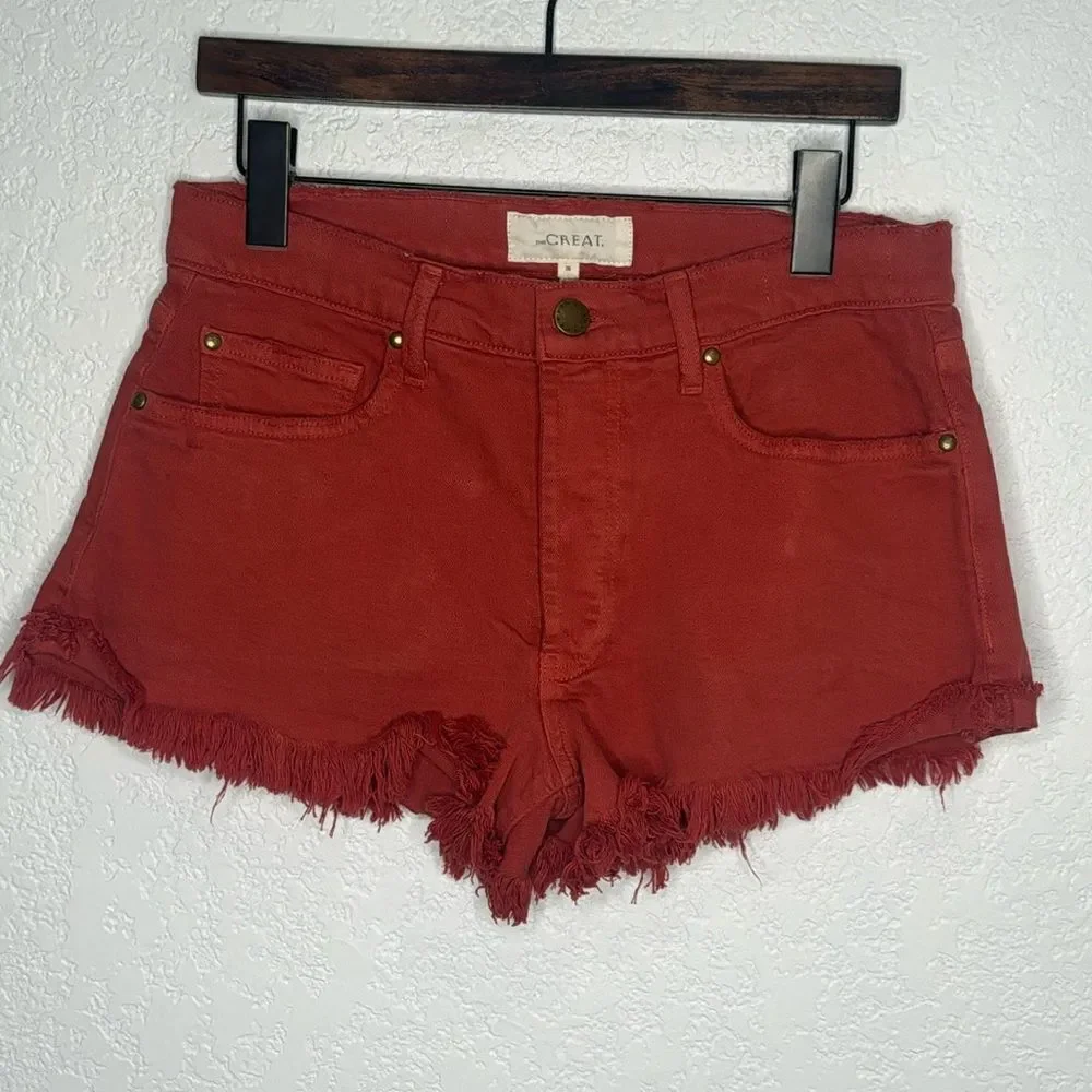 NWT The Great. the Cutoff Short Vintage Poppy Sz 26 Orange